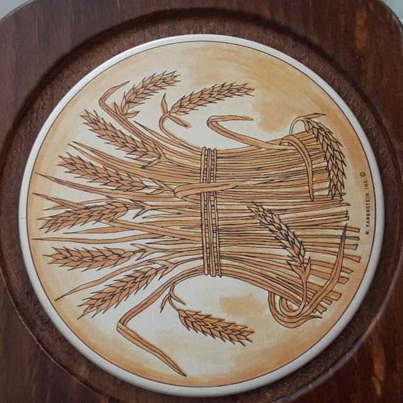 M. Kamenstein Wheat Bread Plate Wood Base Glass Cloche Dome Charcuterie Board - Picture 3 of 16